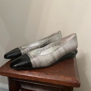 Vintage Timothy Hitsman Gray Tweed Black Patent Leather Platform Flats